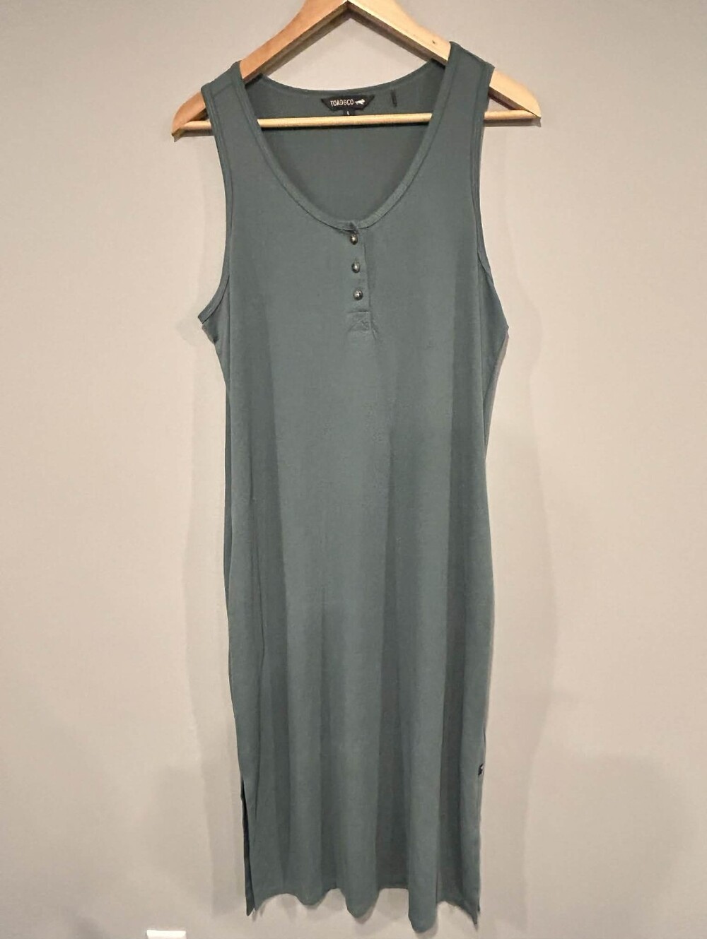 Toad & Co Piru Henley Midi Tank Dress Sage Green Large